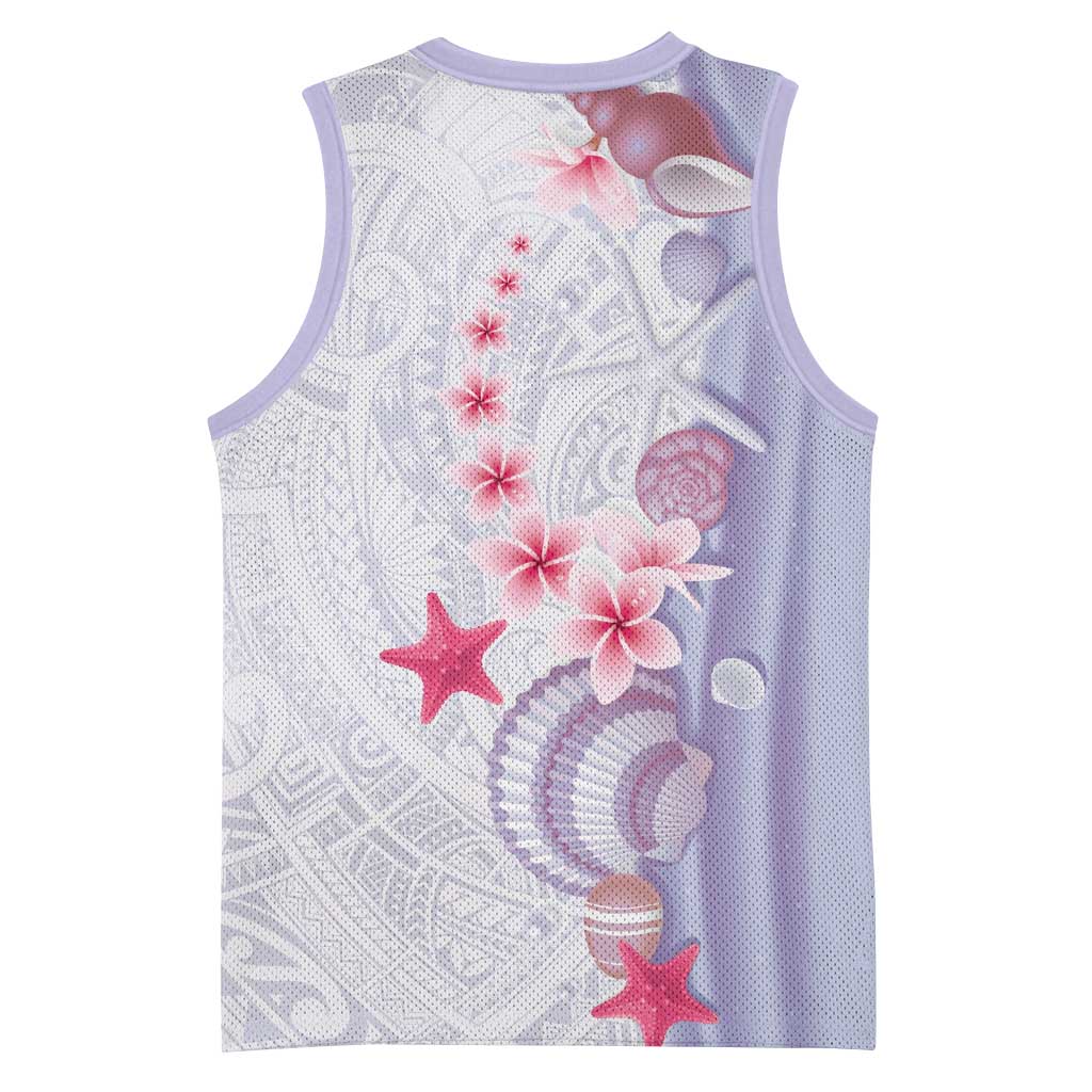 Purple Plumeria Sea Shell Basketball Jersey Starfish Polynesian Pattern LT01 - Polynesian Pride