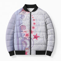 Purple Plumeria Sea Shell Bomber Puffer Jacket Starfish Polynesian Pattern LT01 Unisex Purple - Polynesian Pride