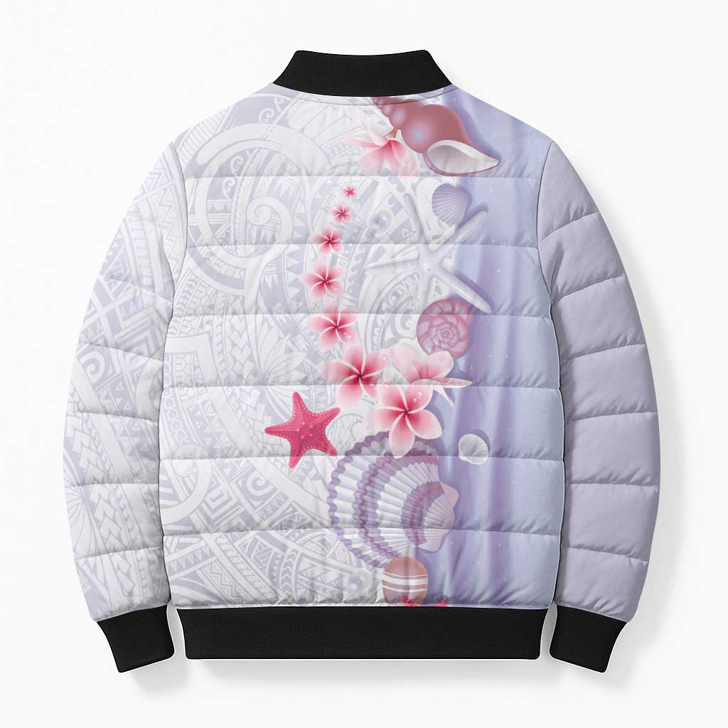 Purple Plumeria Sea Shell Bomber Puffer Jacket Starfish Polynesian Pattern LT01 - Polynesian Pride