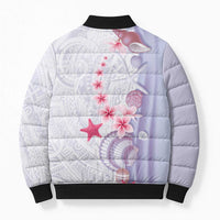Purple Plumeria Sea Shell Bomber Puffer Jacket Starfish Polynesian Pattern LT01 - Polynesian Pride
