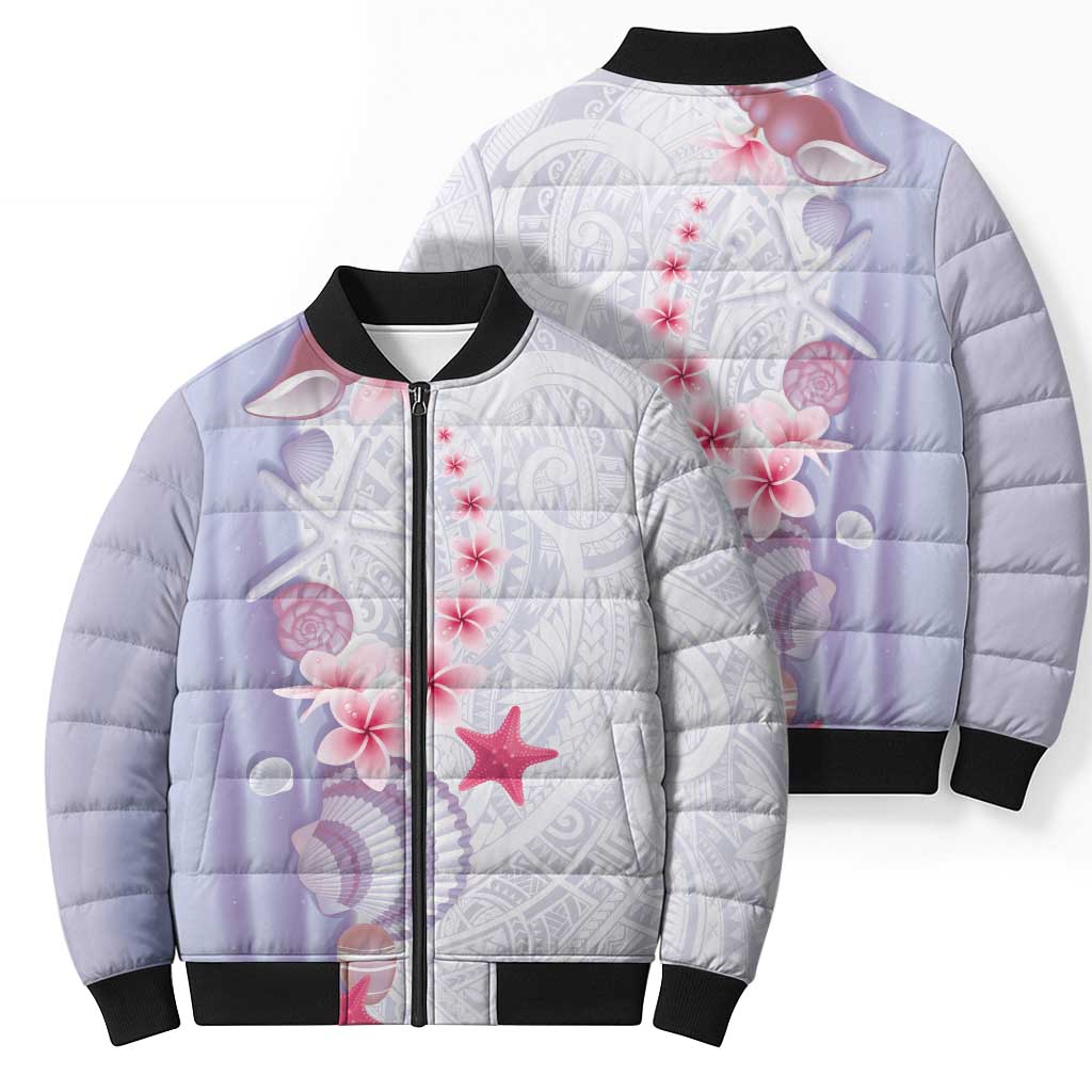Purple Plumeria Sea Shell Bomber Puffer Jacket Starfish Polynesian Pattern LT01 - Polynesian Pride
