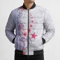 Purple Plumeria Sea Shell Bomber Puffer Jacket Starfish Polynesian Pattern LT01 - Polynesian Pride