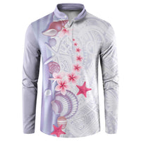 Purple Plumeria Sea Shell Button Sweatshirt Starfish Polynesian Pattern LT01 Purple - Polynesian Pride