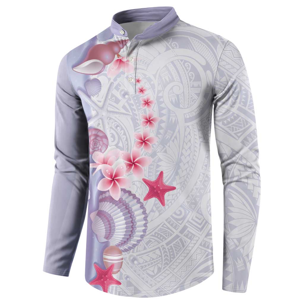 Purple Plumeria Sea Shell Button Sweatshirt Starfish Polynesian Pattern LT01 - Polynesian Pride