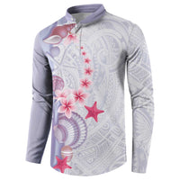 Purple Plumeria Sea Shell Button Sweatshirt Starfish Polynesian Pattern LT01 - Polynesian Pride