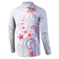 Purple Plumeria Sea Shell Button Sweatshirt Starfish Polynesian Pattern LT01 - Polynesian Pride