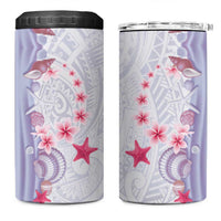 Purple Plumeria Sea Shell 4 in 1 Can Cooler Tumbler Starfish Polynesian Pattern - Polynesian Pride