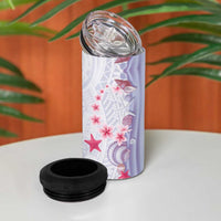 Purple Plumeria Sea Shell 4 in 1 Can Cooler Tumbler Starfish Polynesian Pattern - Polynesian Pride