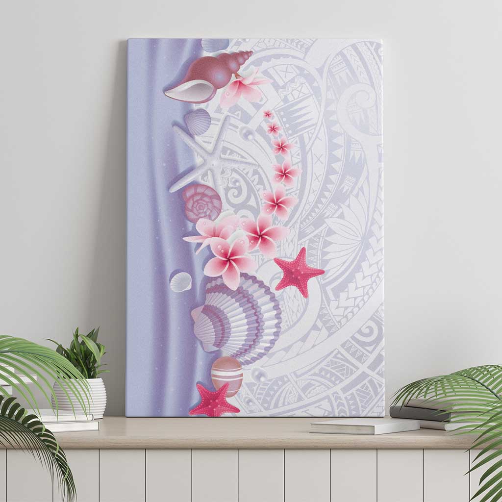 Purple Plumeria Sea Shell Canvas Wall Art Starfish Polynesian Pattern - Polynesian Pride