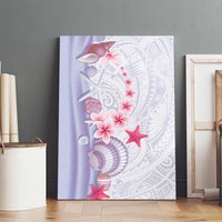 Purple Plumeria Sea Shell Canvas Wall Art Starfish Polynesian Pattern - Polynesian Pride
