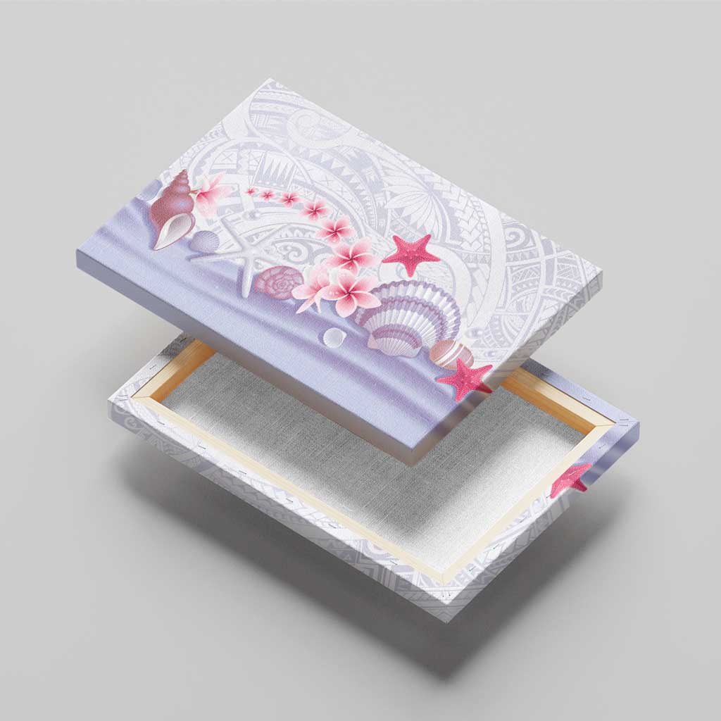 Purple Plumeria Sea Shell Canvas Wall Art Starfish Polynesian Pattern - Polynesian Pride