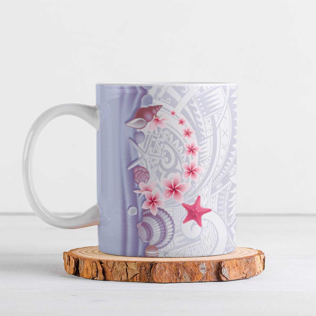 Purple Plumeria Sea Shell Ceramic Mug Starfish Polynesian Pattern - Polynesian Pride