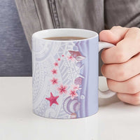 Purple Plumeria Sea Shell Ceramic Mug Starfish Polynesian Pattern - Polynesian Pride