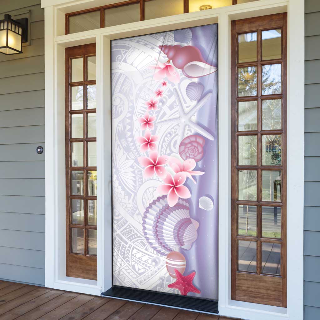 Purple Plumeria Sea Shell Door Cover Starfish Polynesian Pattern - Polynesian Pride