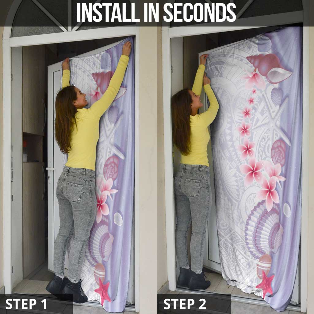 Purple Plumeria Sea Shell Door Cover Starfish Polynesian Pattern - Polynesian Pride