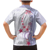 Purple Plumeria Sea Shell Family Matching Mermaid Dress and Hawaiian Shirt Starfish Polynesian Pattern - Polynesian Pride