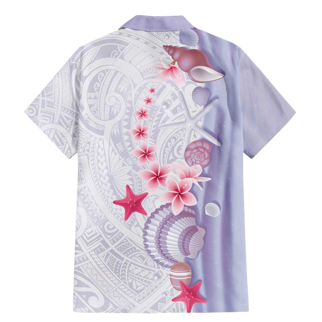 Purple Plumeria Sea Shell Family Matching Mermaid Dress and Hawaiian Shirt Starfish Polynesian Pattern - Polynesian Pride