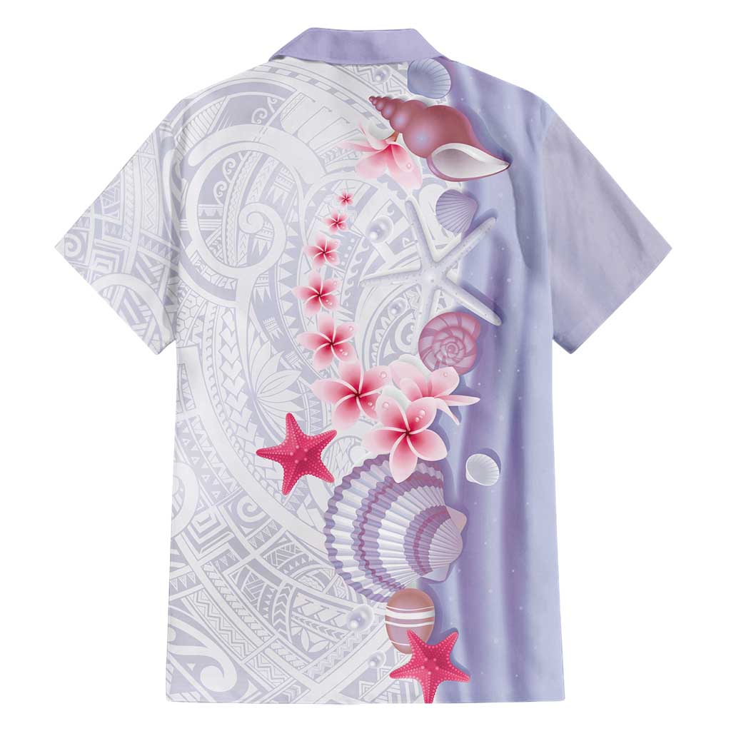 Purple Plumeria Sea Shell Family Matching Summer Maxi Dress and Hawaiian Shirt Starfish Polynesian Pattern - Polynesian Pride