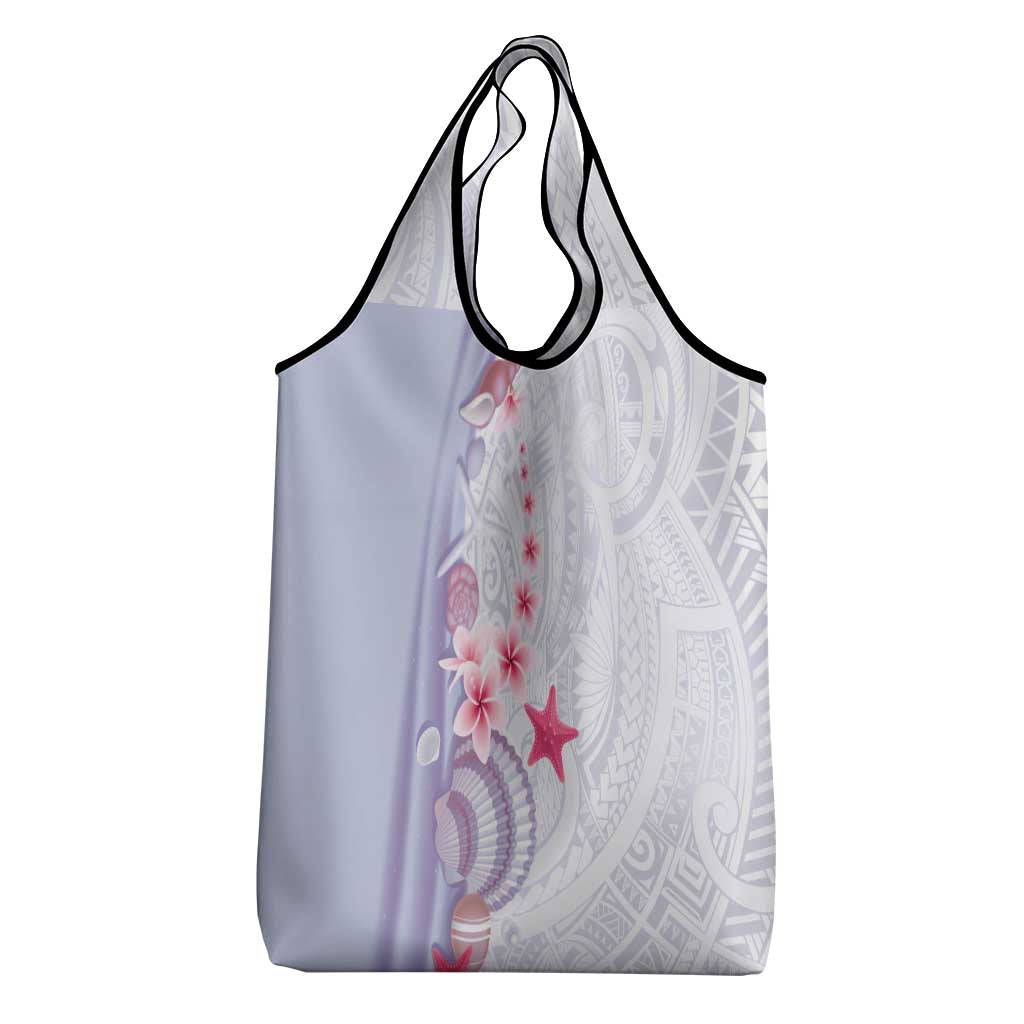 Purple Plumeria Sea Shell Grocery Bag Starfish Polynesian Pattern LT01 - Polynesian Pride