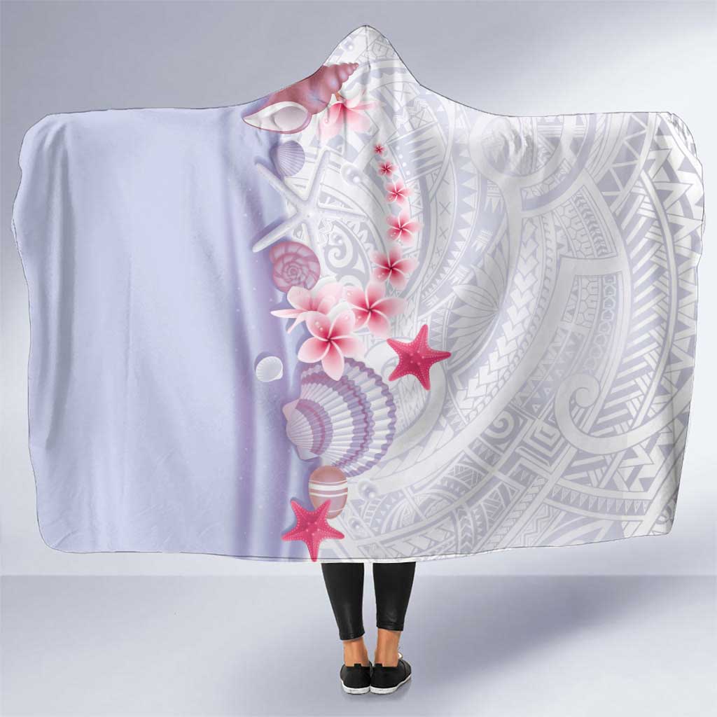 Purple Plumeria Sea Shell Hooded Blanket Starfish Polynesian Pattern LT01 One Size Purple - Polynesian Pride