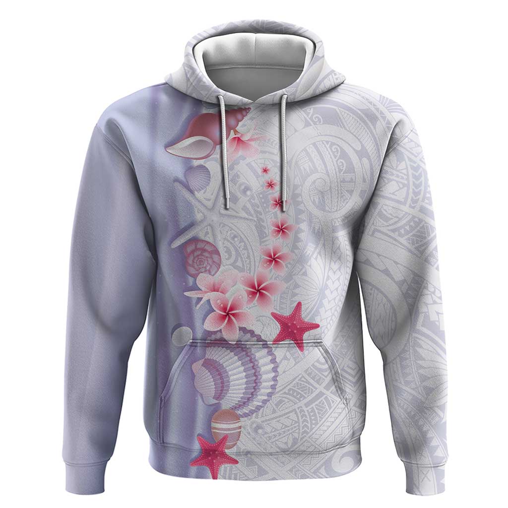 Purple Plumeria Sea Shell Hoodie Starfish Polynesian Pattern LT01 Pullover Hoodie Purple - Polynesian Pride
