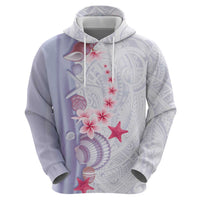 Purple Plumeria Sea Shell Hoodie Starfish Polynesian Pattern LT01 - Polynesian Pride