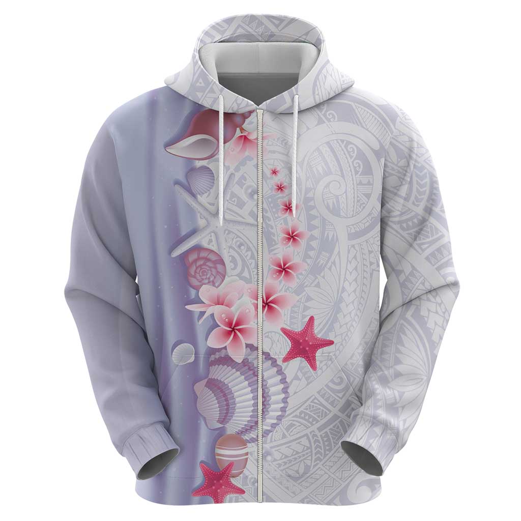 Purple Plumeria Sea Shell Hoodie Starfish Polynesian Pattern LT01 - Polynesian Pride