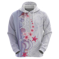 Purple Plumeria Sea Shell Hoodie Starfish Polynesian Pattern LT01 - Polynesian Pride