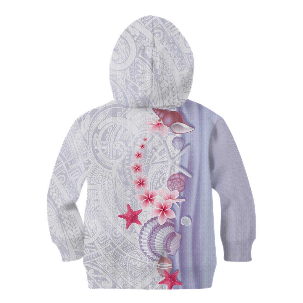 Purple Plumeria Sea Shell Kid Hoodie Starfish Polynesian Pattern - Polynesian Pride