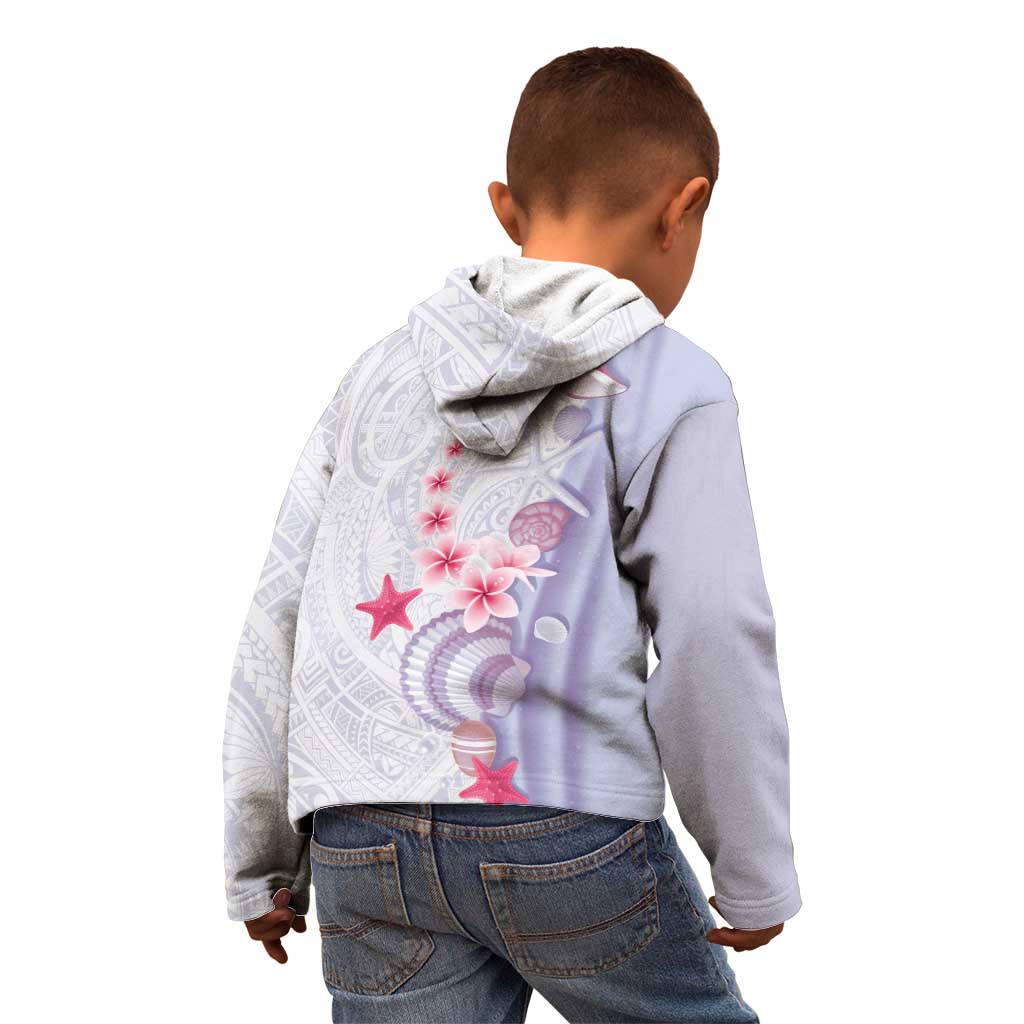 Purple Plumeria Sea Shell Kid Hoodie Starfish Polynesian Pattern - Polynesian Pride
