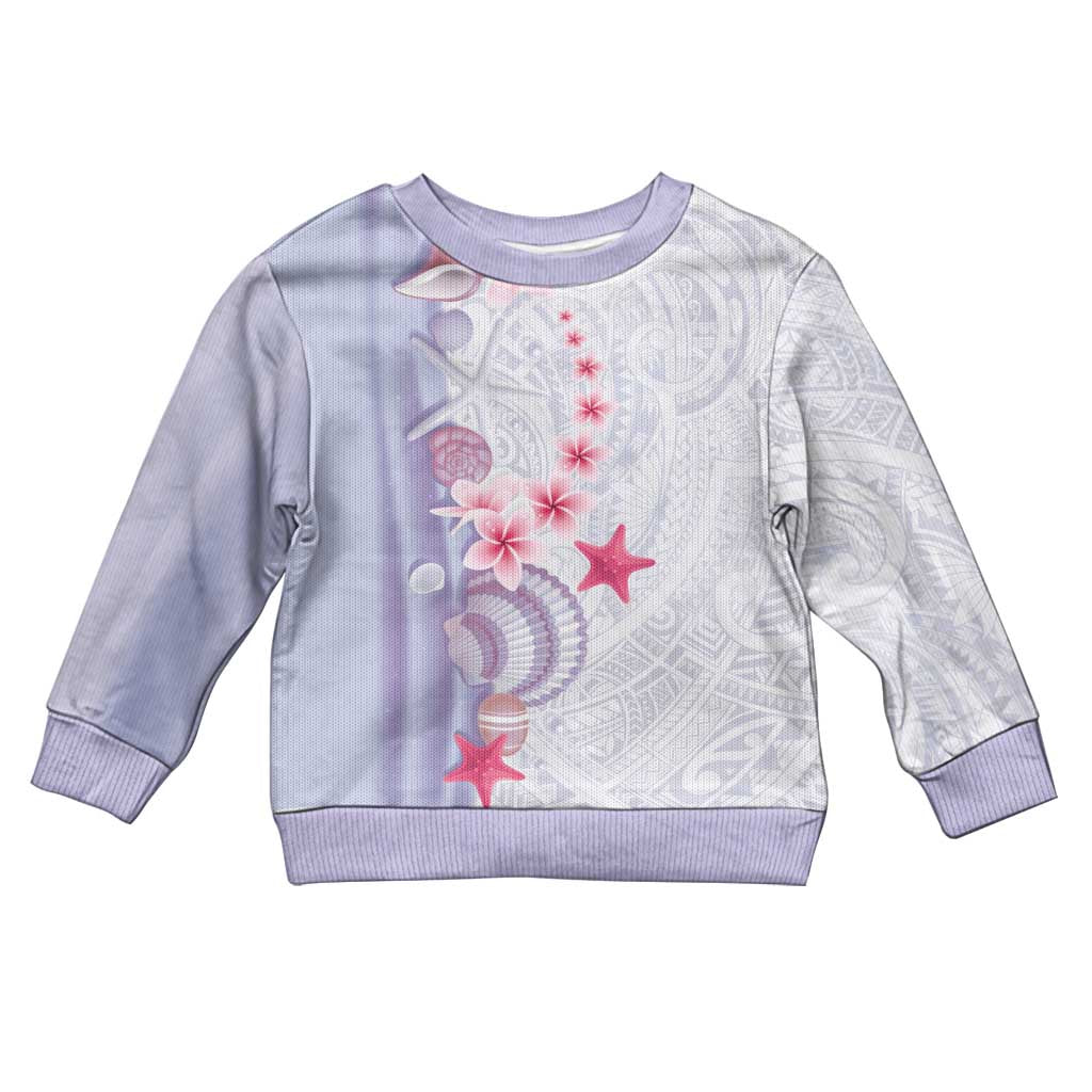Purple Plumeria Sea Shell Kid Ugly Christmas Sweater Starfish Polynesian Pattern LT01 Kid Purple - Polynesian Pride