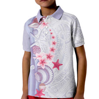 Purple Plumeria Sea Shell Kid Polo Shirt Starfish Polynesian Pattern LT01 Kid Purple - Polynesian Pride