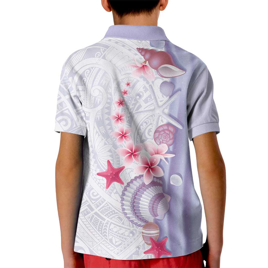 Purple Plumeria Sea Shell Kid Polo Shirt Starfish Polynesian Pattern LT01 - Polynesian Pride