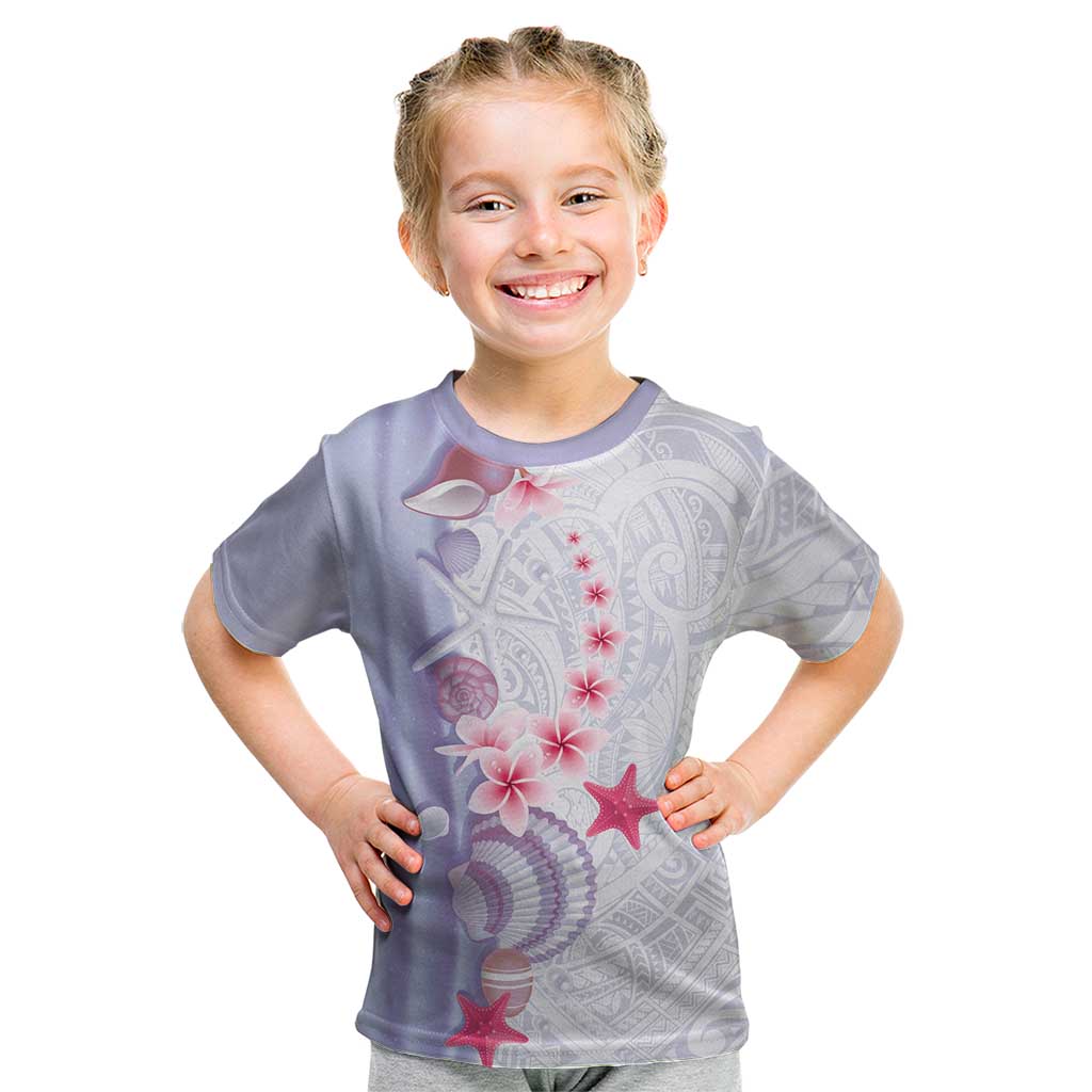 Purple Plumeria Sea Shell Kid T Shirt Starfish Polynesian Pattern LT01 Purple - Polynesian Pride
