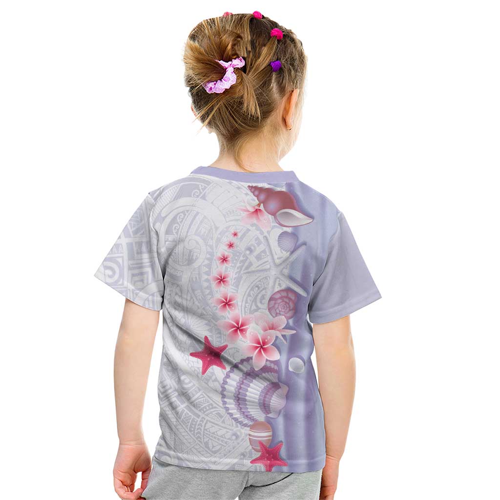 Purple Plumeria Sea Shell Kid T Shirt Starfish Polynesian Pattern LT01 - Polynesian Pride
