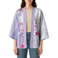 Purple Plumeria Sea Shell Kimono Starfish Polynesian Pattern - Polynesian Pride
