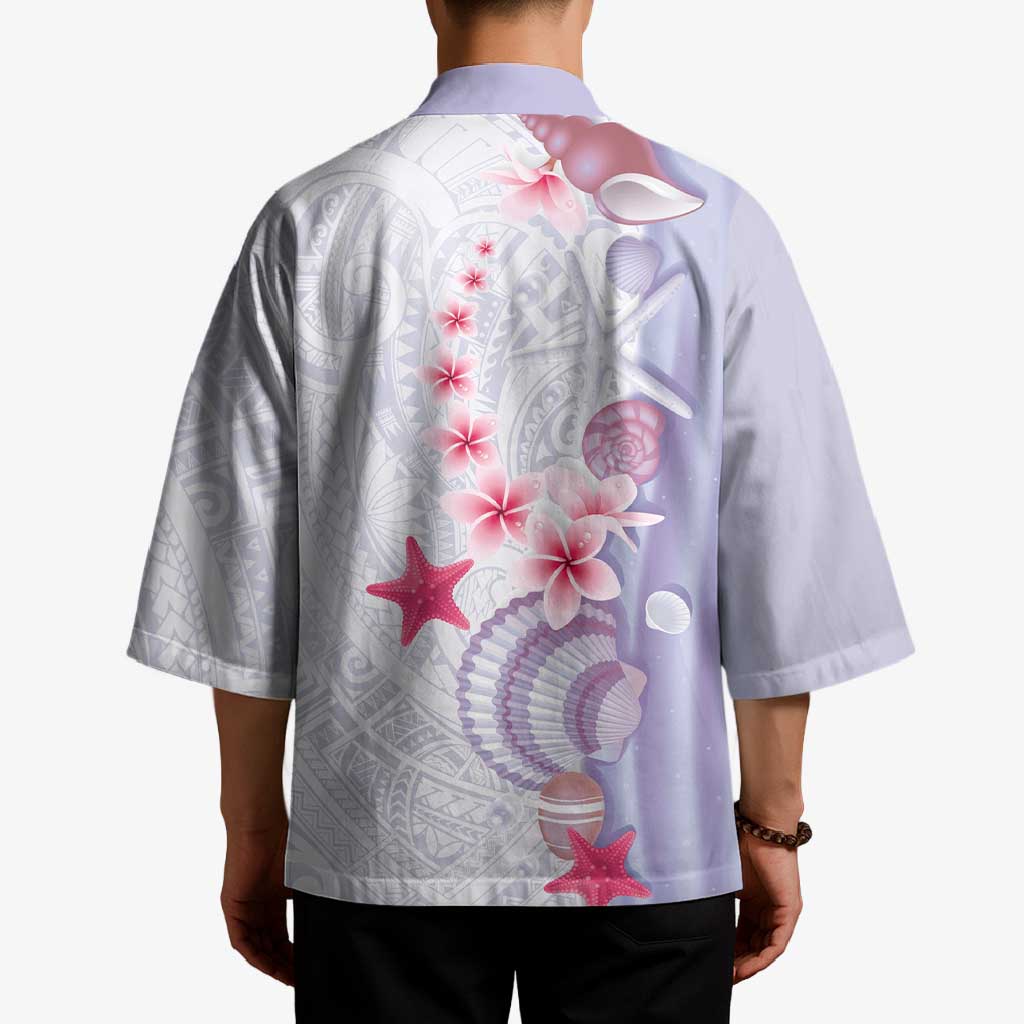 Purple Plumeria Sea Shell Kimono Starfish Polynesian Pattern - Polynesian Pride