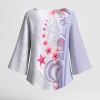 Purple Plumeria Sea Shell Kimono Sleeve Blouse Starfish Polynesian Pattern LT01 - Polynesian Pride