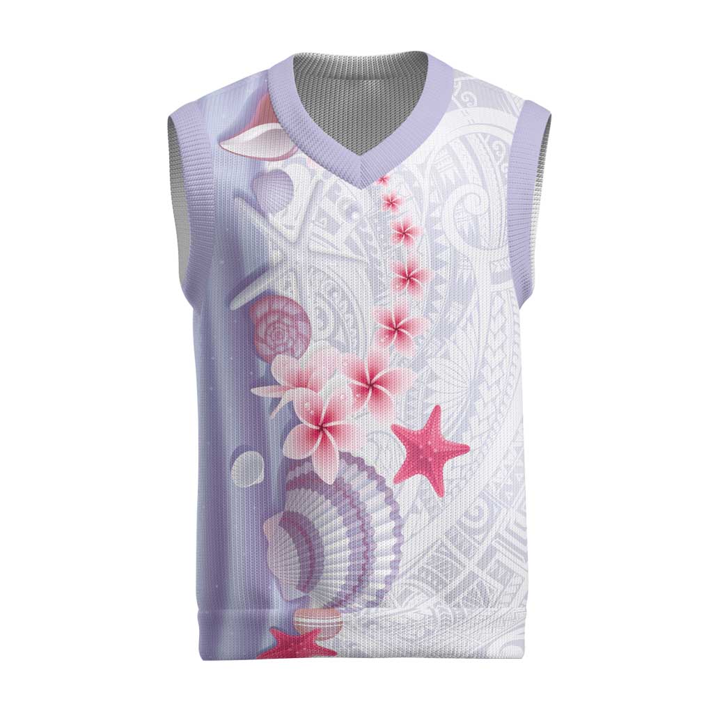Purple Plumeria Sea Shell Christmas Knitted V-Neck Vest Starfish Polynesian Pattern LT01 Purple - Polynesian Pride