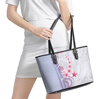 Purple Plumeria Sea Shell Leather Tote Bag Starfish Polynesian Pattern LT01 - Polynesian Pride