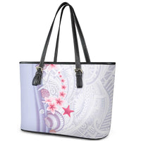 Purple Plumeria Sea Shell Leather Tote Bag Starfish Polynesian Pattern LT01 - Polynesian Pride