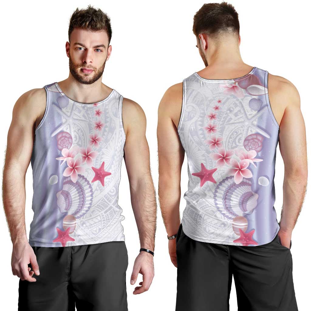 Purple Plumeria Sea Shell Men Tank Top Starfish Polynesian Pattern LT01 - Polynesian Pride
