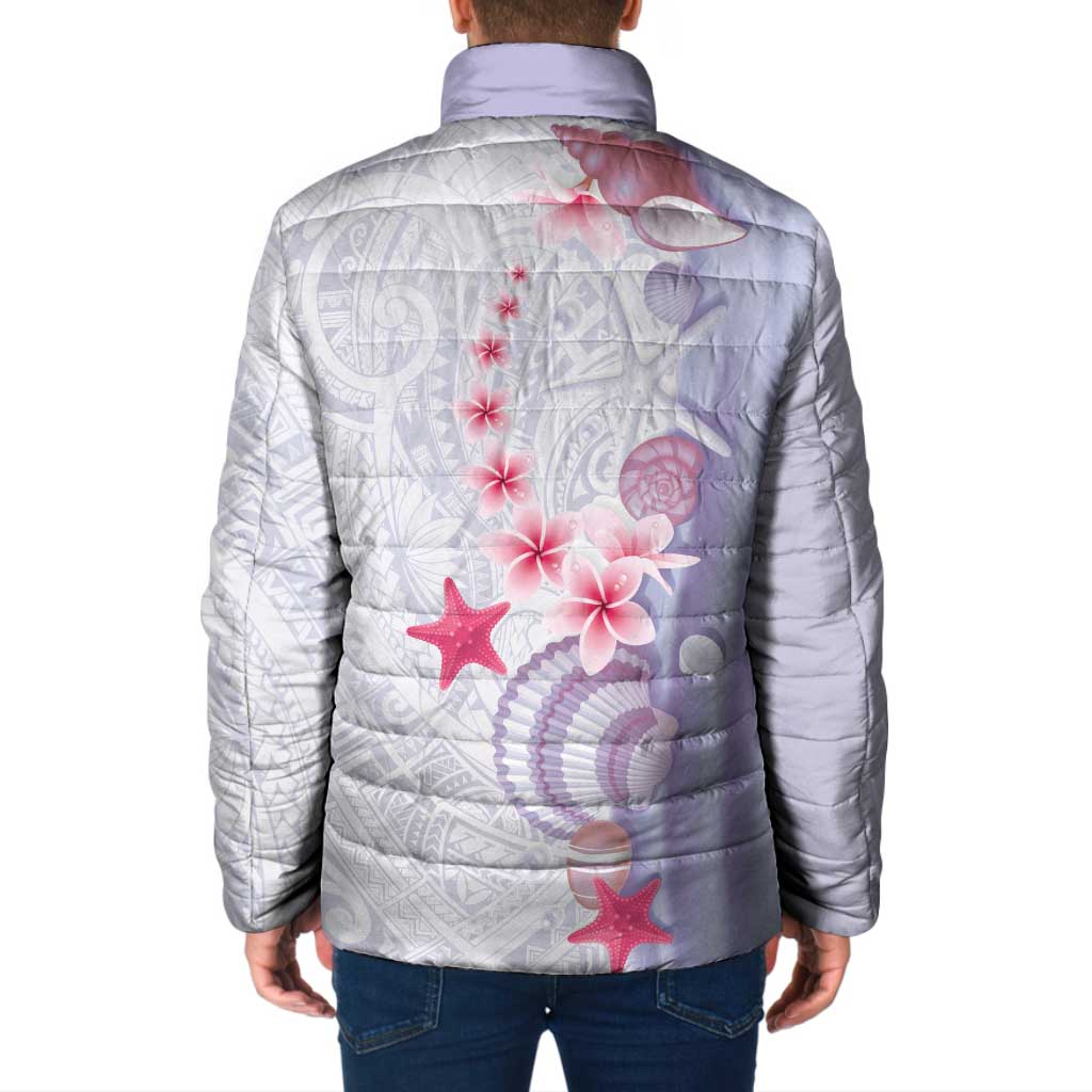 Purple Plumeria Sea Shell Padded Jacket Starfish Polynesian Pattern LT01 - Polynesian Pride