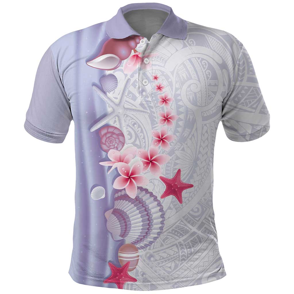 Purple Plumeria Sea Shell Polo Shirt Starfish Polynesian Pattern LT01 Purple - Polynesian Pride