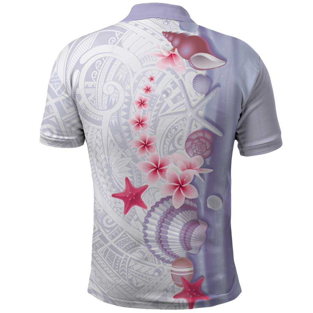 Purple Plumeria Sea Shell Polo Shirt Starfish Polynesian Pattern LT01 - Polynesian Pride