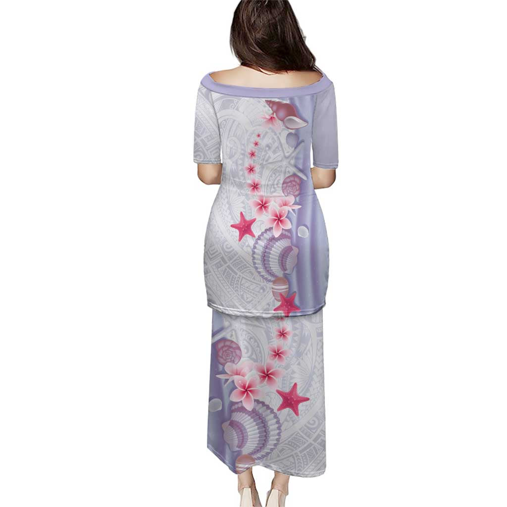 Purple Plumeria Sea Shell Puletasi Starfish Polynesian Pattern - Polynesian Pride