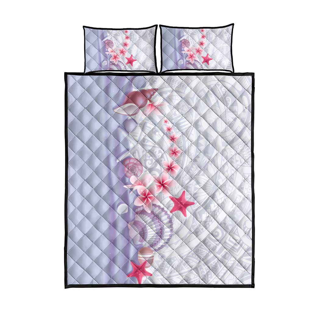 Purple Plumeria Sea Shell Quilt Bed Set Starfish Polynesian Pattern - Polynesian Pride