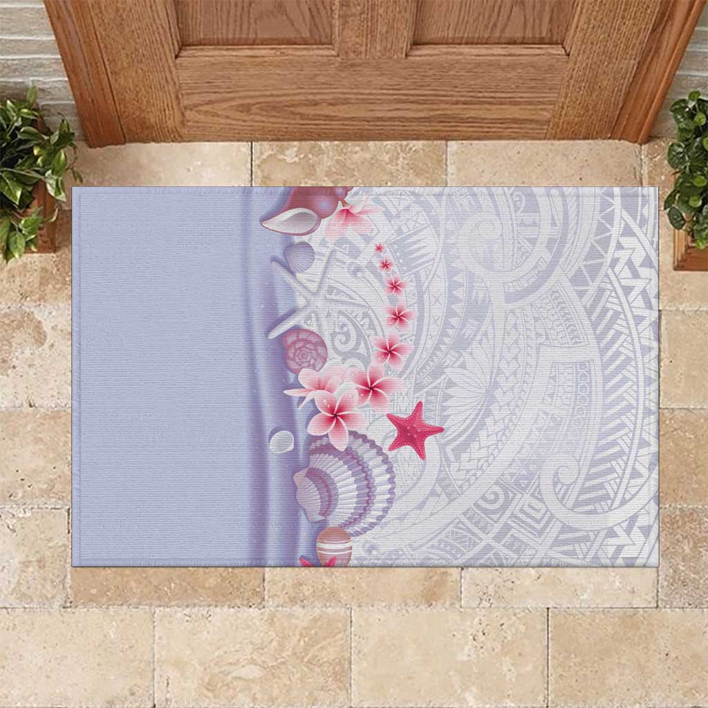 Purple Plumeria Sea Shell Rubber Doormat Starfish Polynesian Pattern LT01 Purple - Polynesian Pride