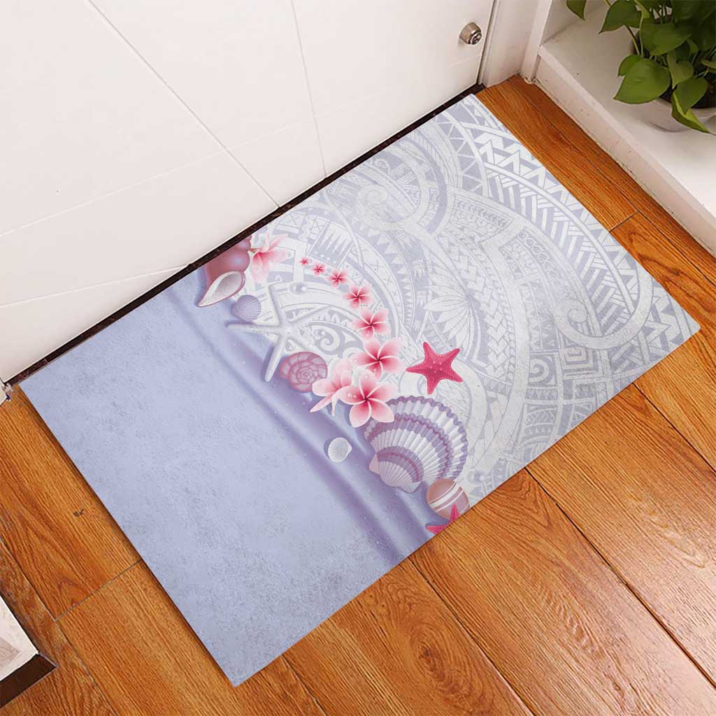 Purple Plumeria Sea Shell Rubber Doormat Starfish Polynesian Pattern LT01 - Polynesian Pride