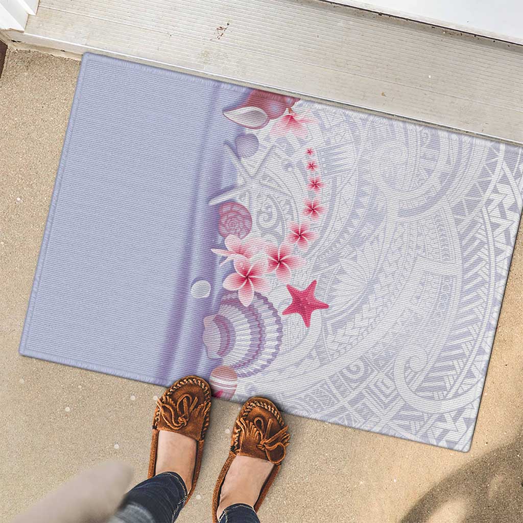 Purple Plumeria Sea Shell Rubber Doormat Starfish Polynesian Pattern LT01 - Polynesian Pride